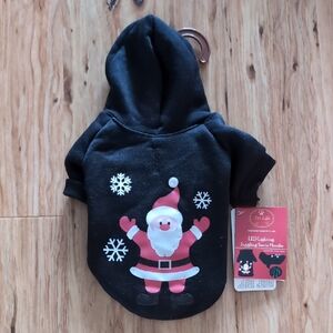 LED Lighting Juggling Santa Hoodie for Dog, Black. Sz.XS